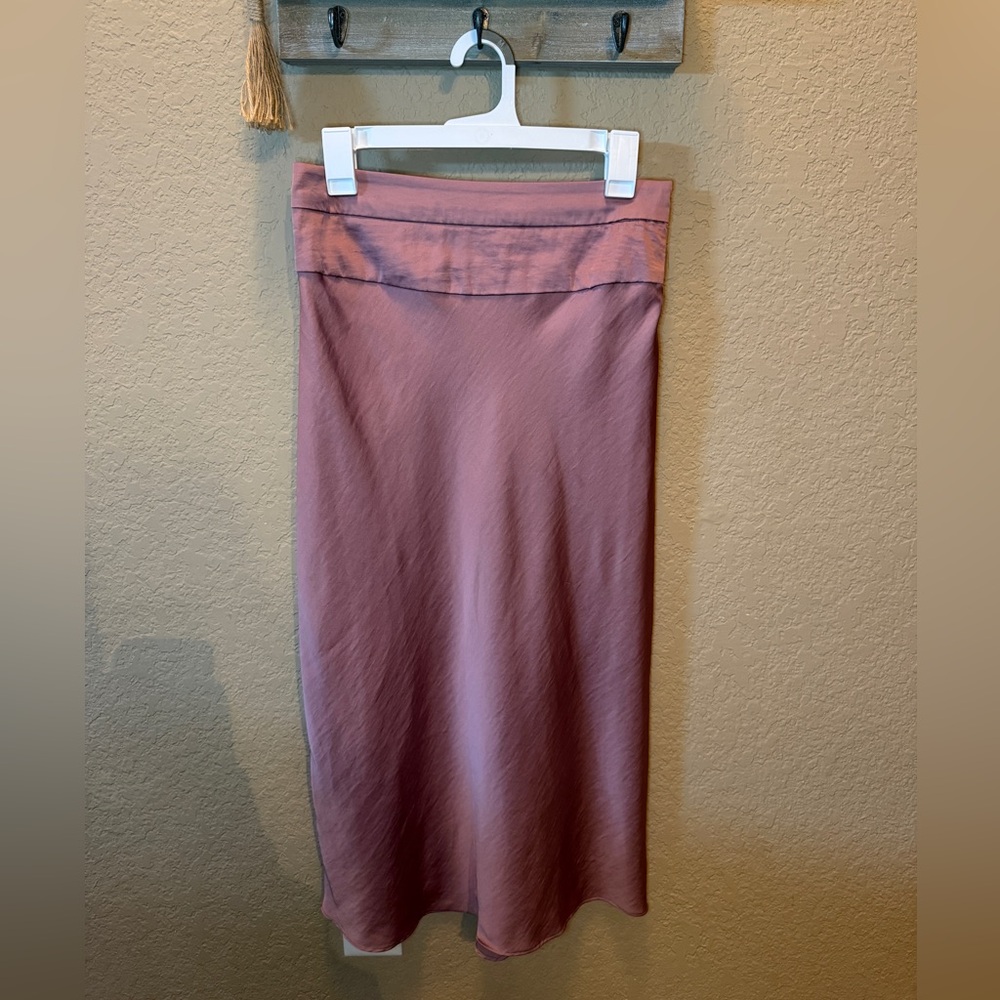 Free People Mauve Satin Bias Skirt